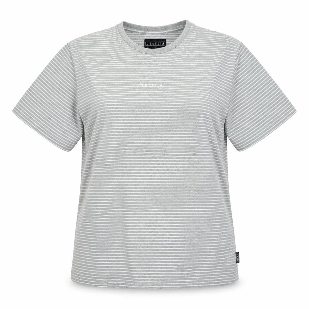 Lucid Womens Grey Cotton Basic T-Shirt Size 12 Crew Neck - Logo