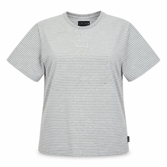 Lucid Womens Grey Cotton Basic T-Shirt Size 12 Crew Neck - Logo