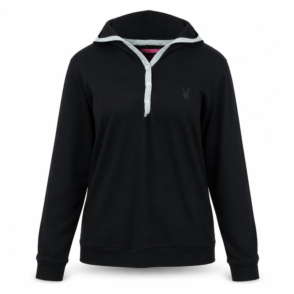 Playboy Womens Black Cotton Pullover Hoodie Size 14 - Logo