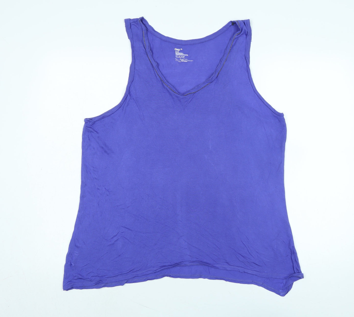 Gap Womens Purple Cotton Basic Tank Size XL Scoop Neck - Logo - Beaded detail
