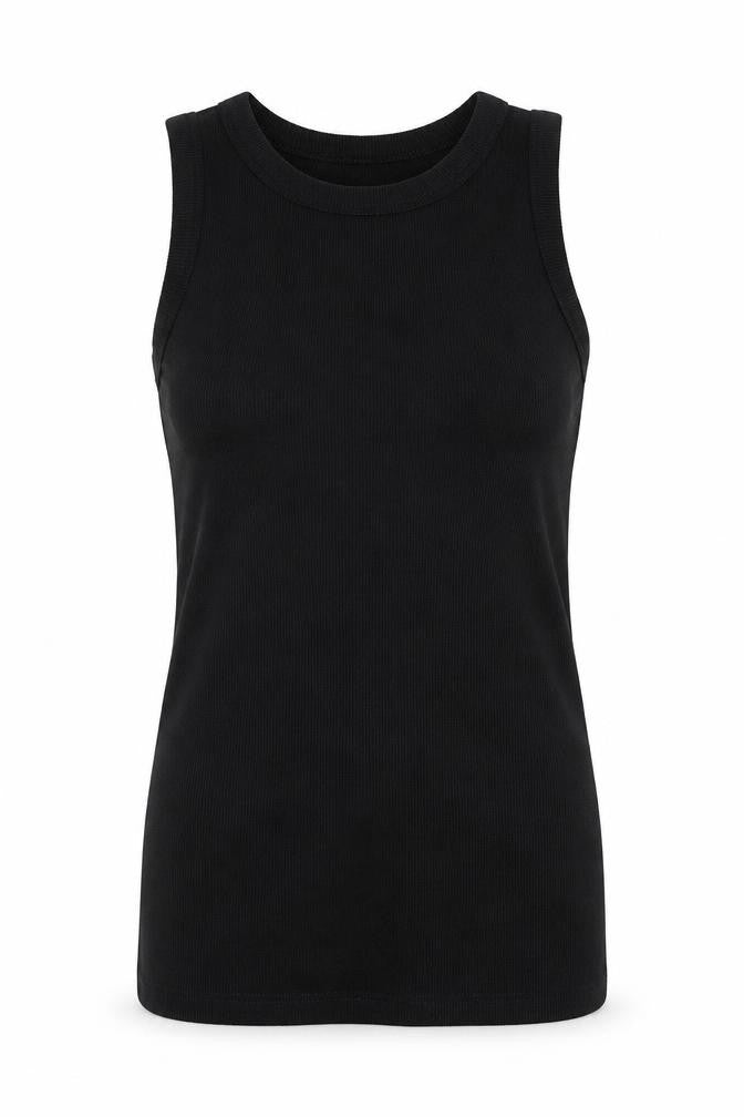 Kin Womens Black Cotton Basic Tank Size S Crew Neck - Logo