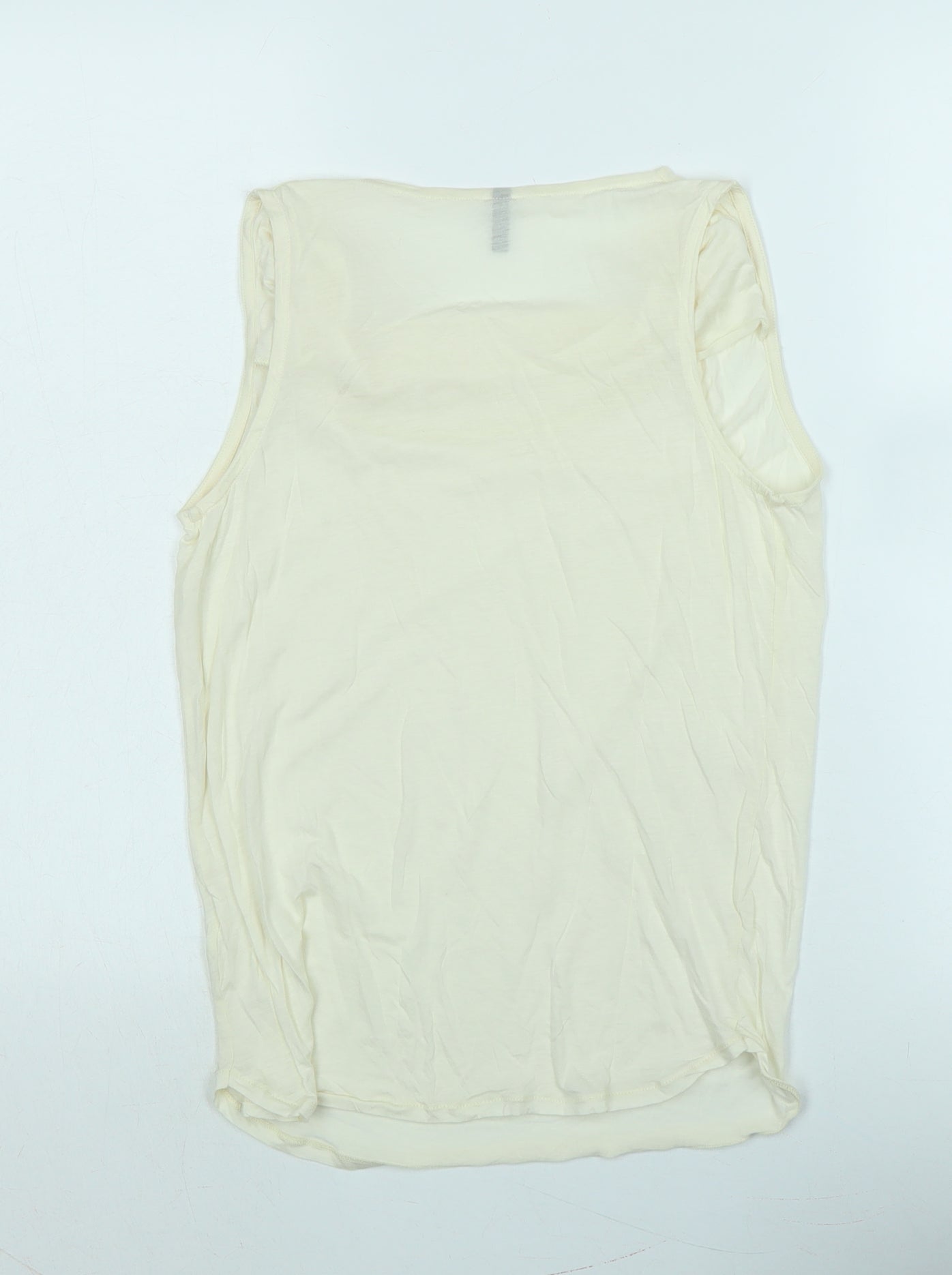 Style Benneton Womens Ivory Cotton Basic Blouse Size S Cowl Neck - Logo