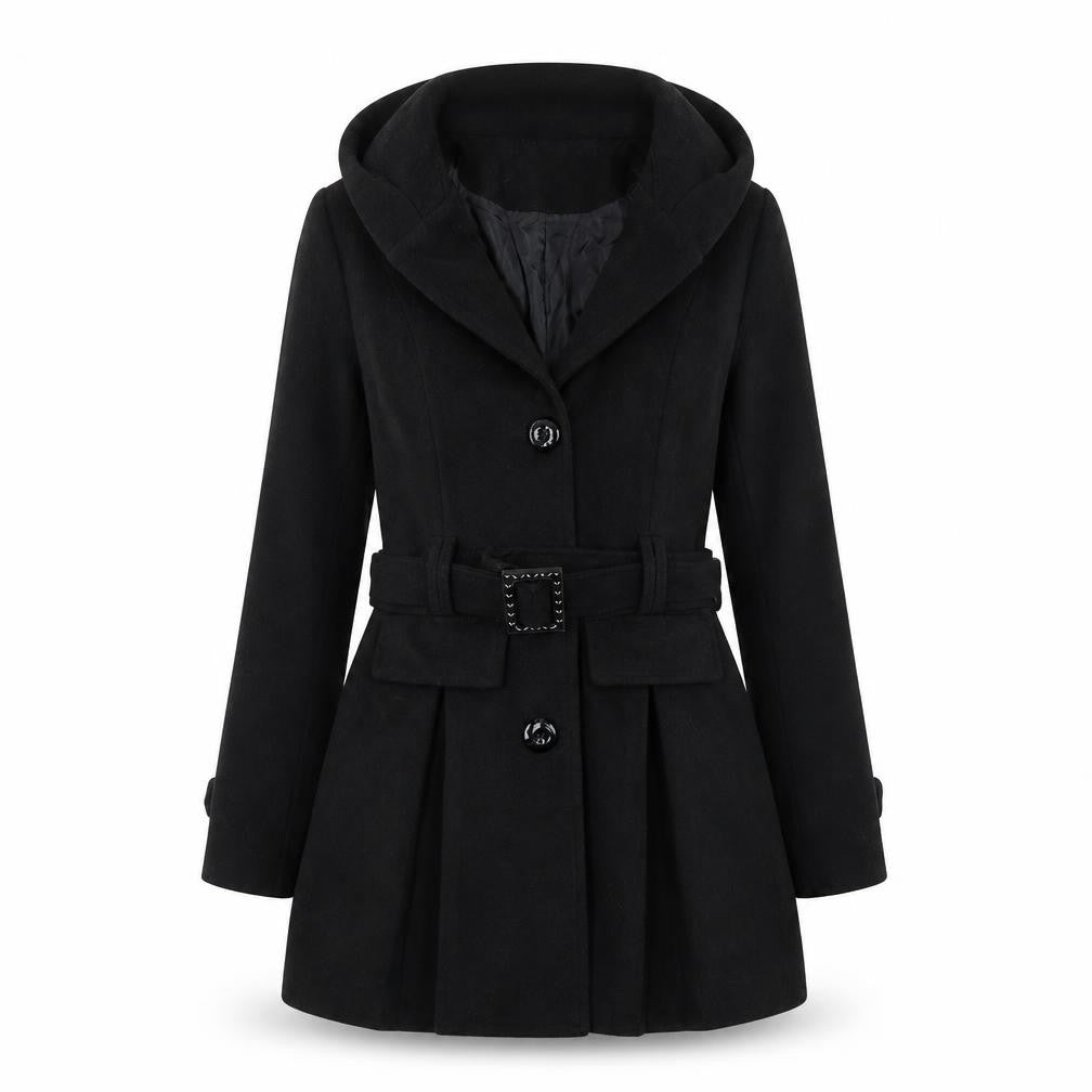 Made in Italy Womens Black Overcoat Coat Size S Button