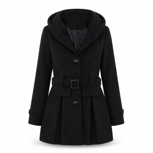 Made in Italy Womens Black Overcoat Coat Size S Button