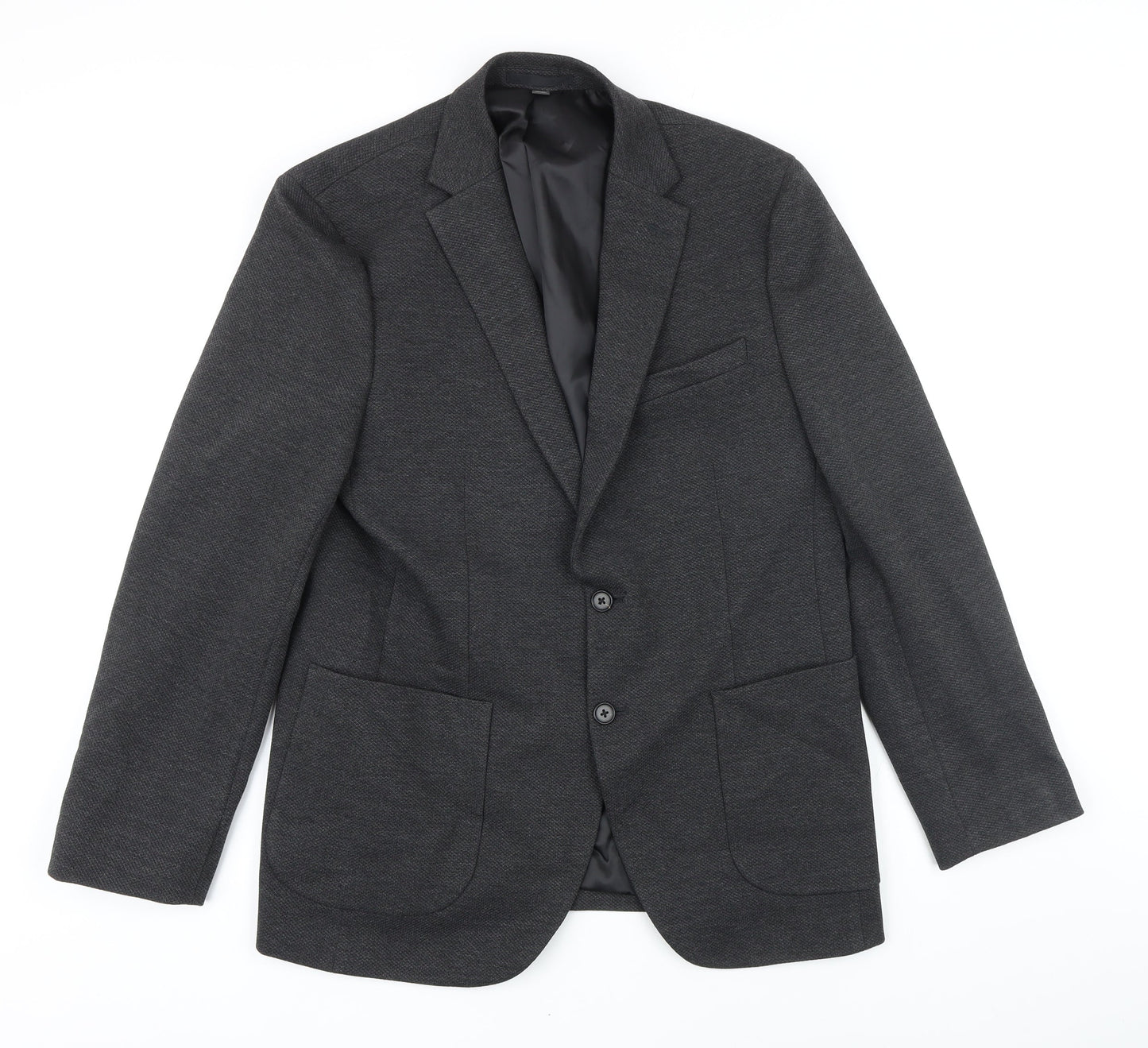 M&S Mens Grey Polyester Jacket Blazer Size 40 Regular