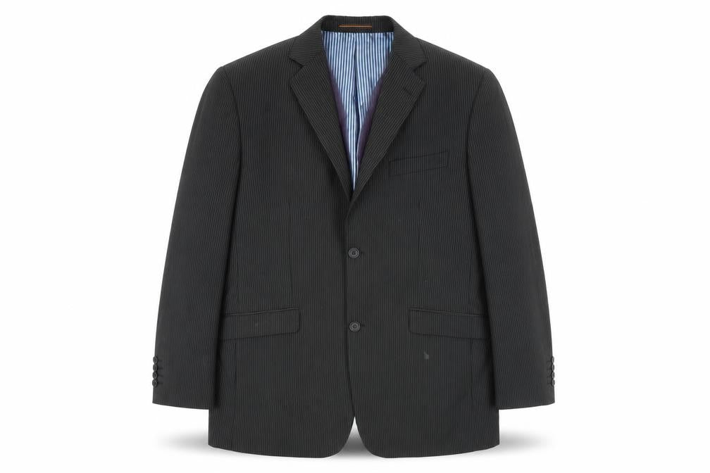 VOEUT Mens Grey Striped Polyester Jacket Blazer Size 46 Regular