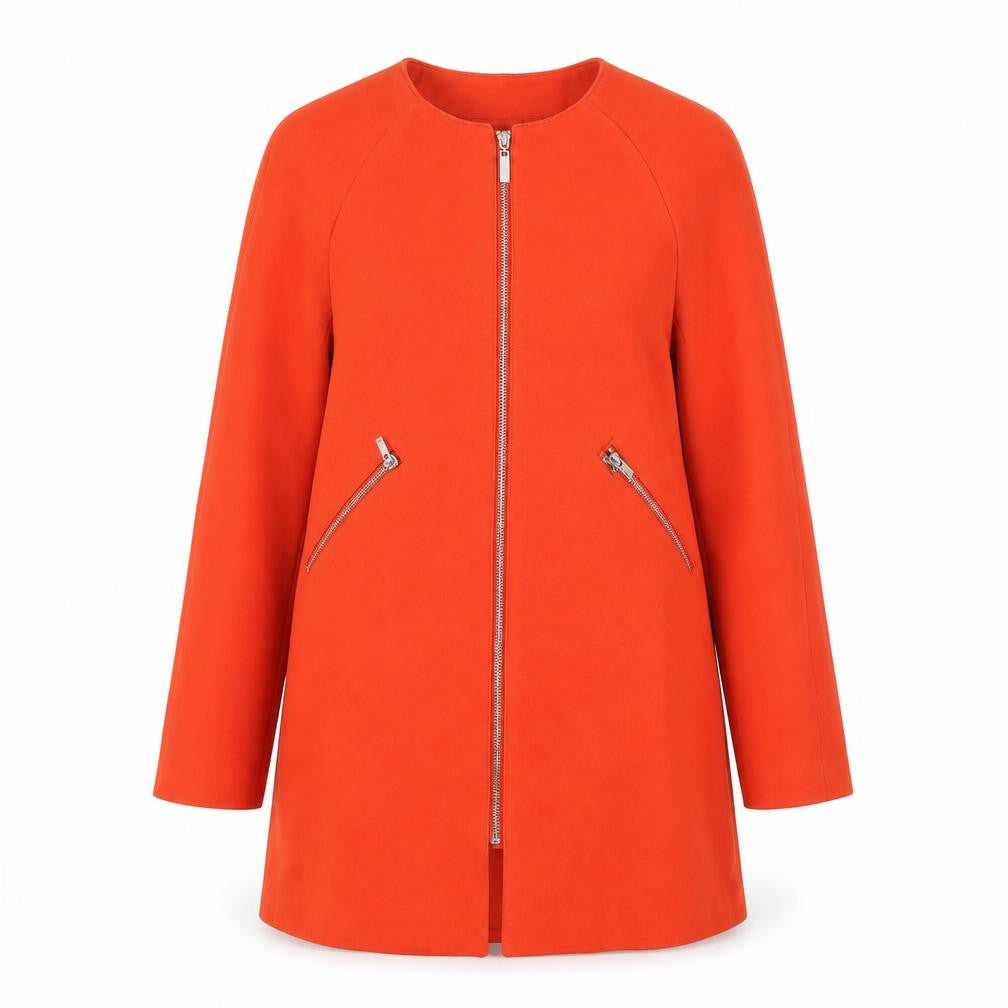 H&M Womens Red Herringbone Jacket Coat Size 6 Zip