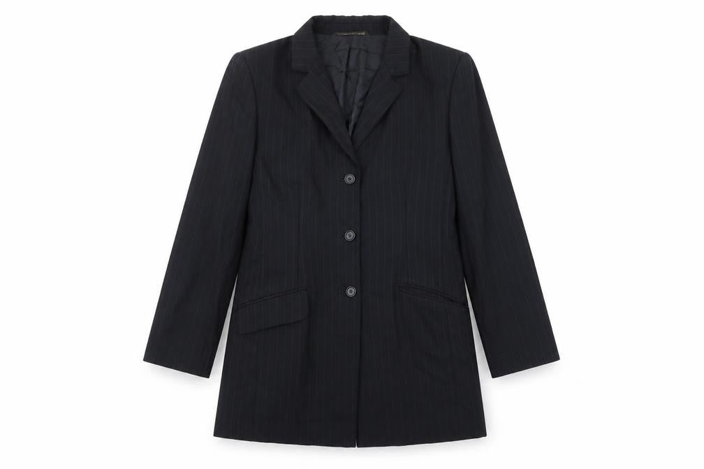 Marks & Spencer Womens Black Striped Jacket Blazer Size 16 Button