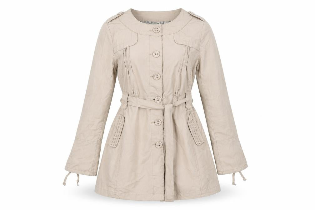 Moto Womens Beige Rain Coat Coat Size 14 Button