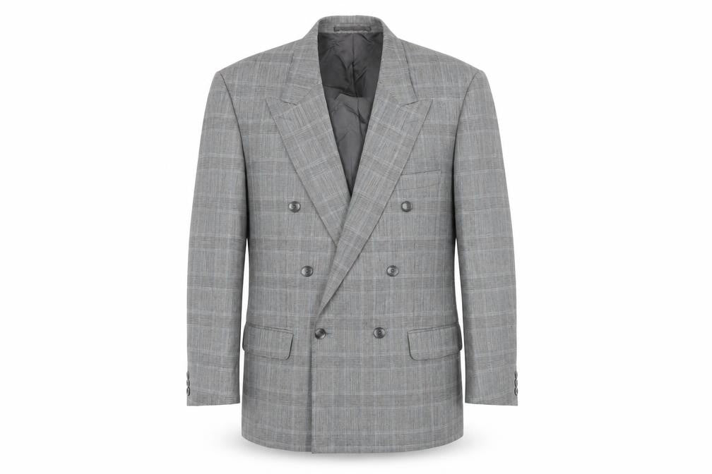 Van Gills Mens Grey Check Wool Jacket Blazer Size 42 Regular
