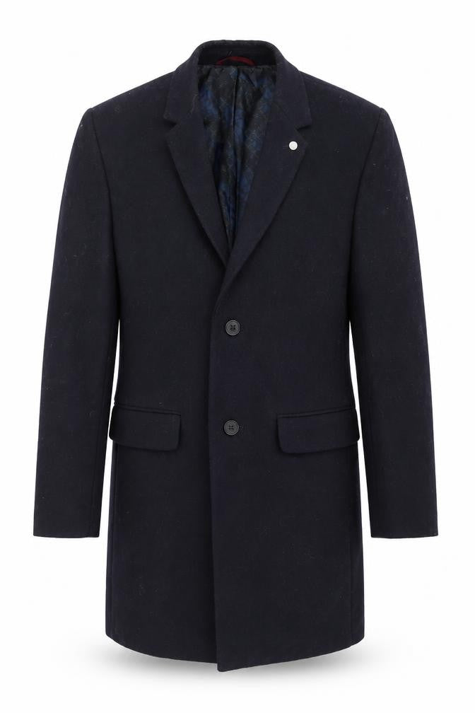 Burton Mens Blue Overcoat Coat Size XS Button