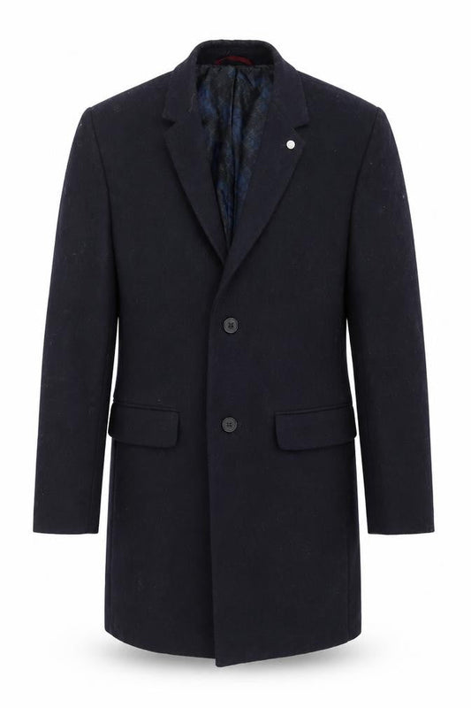Burton Mens Blue Overcoat Coat Size XS Button
