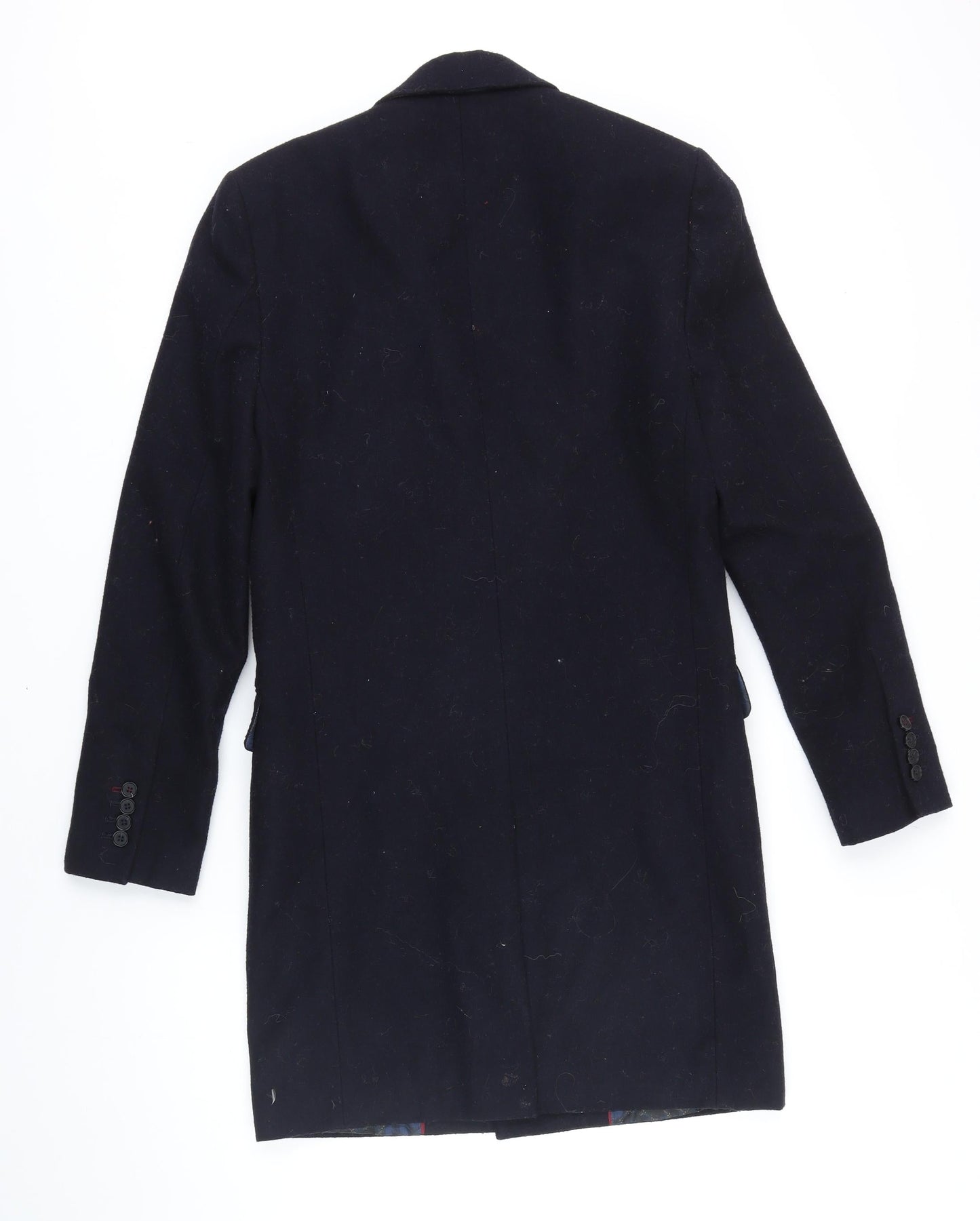 Burton Mens Blue Overcoat Coat Size XS Button