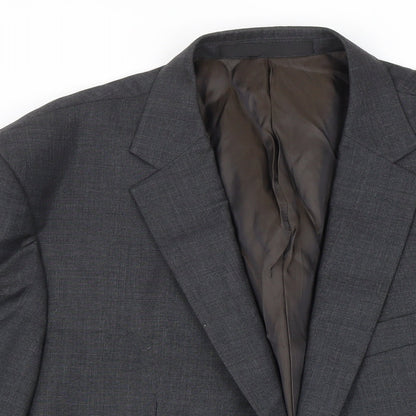 Close-up detail of Autograph men’s grey wool jacket blazer, size 44, regular