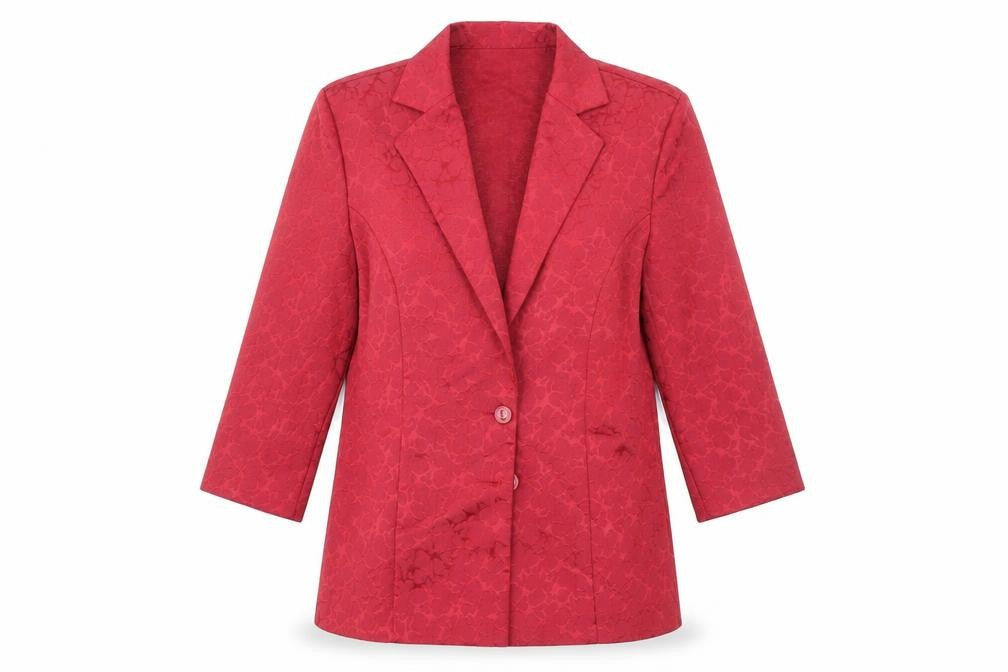 Hermann Lange Womens Red Floral Jacket Blazer Size 10 Button