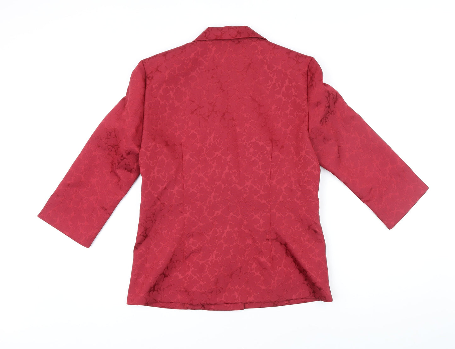 Hermann Lange Womens Red Floral Jacket Blazer Size 10 Button