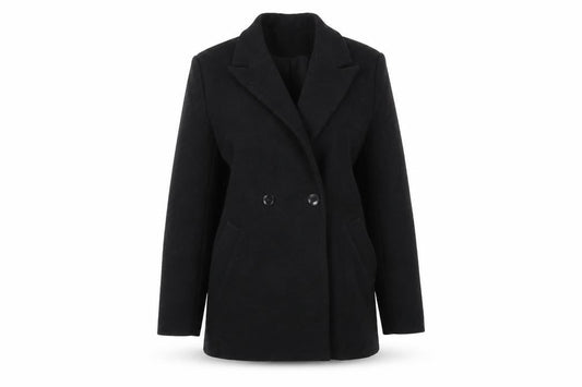 H&M Womens Black Herringbone Jacket Coat Size S Button