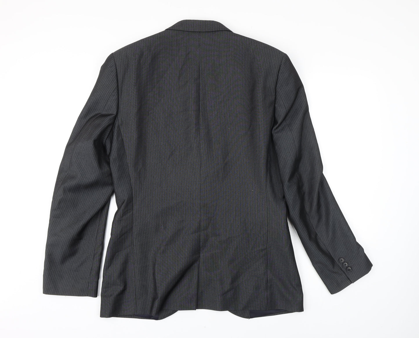 NEXT Mens Grey Striped Polyester Jacket Blazer Size 40 Regular