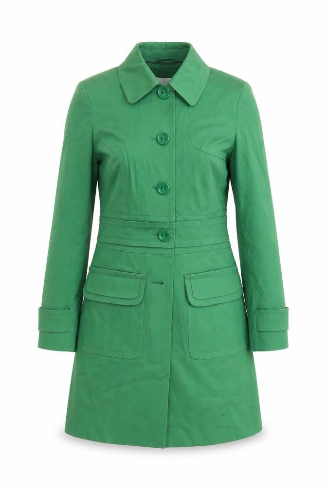Marks & Spencer Womens Green Rain Coat Coat Size 10 Button