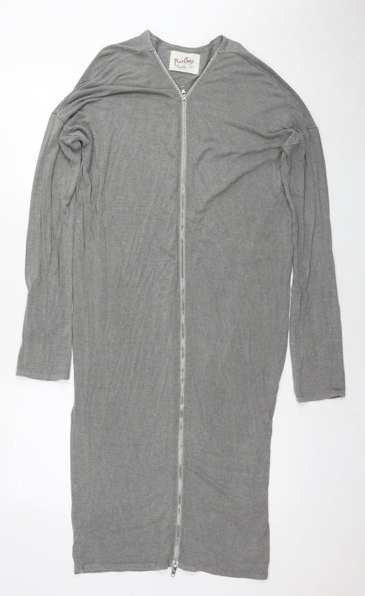 Postcard Womens Grey Viscose A-Line Size S Round Neck Zip - Label Size 2