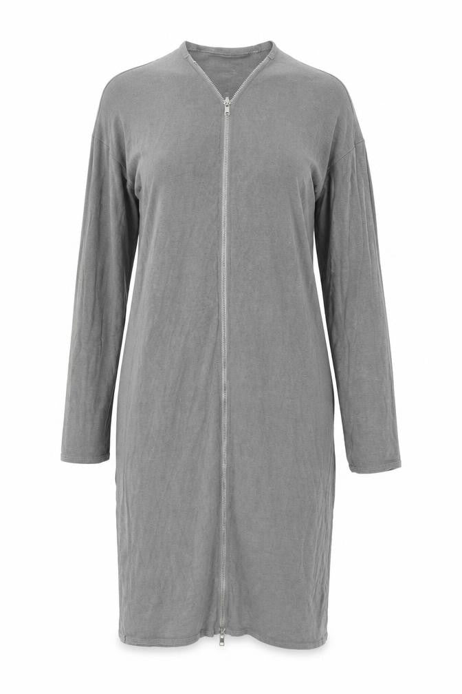 Postcard Womens Grey Viscose A-Line Size S Round Neck Zip - Label Size 2