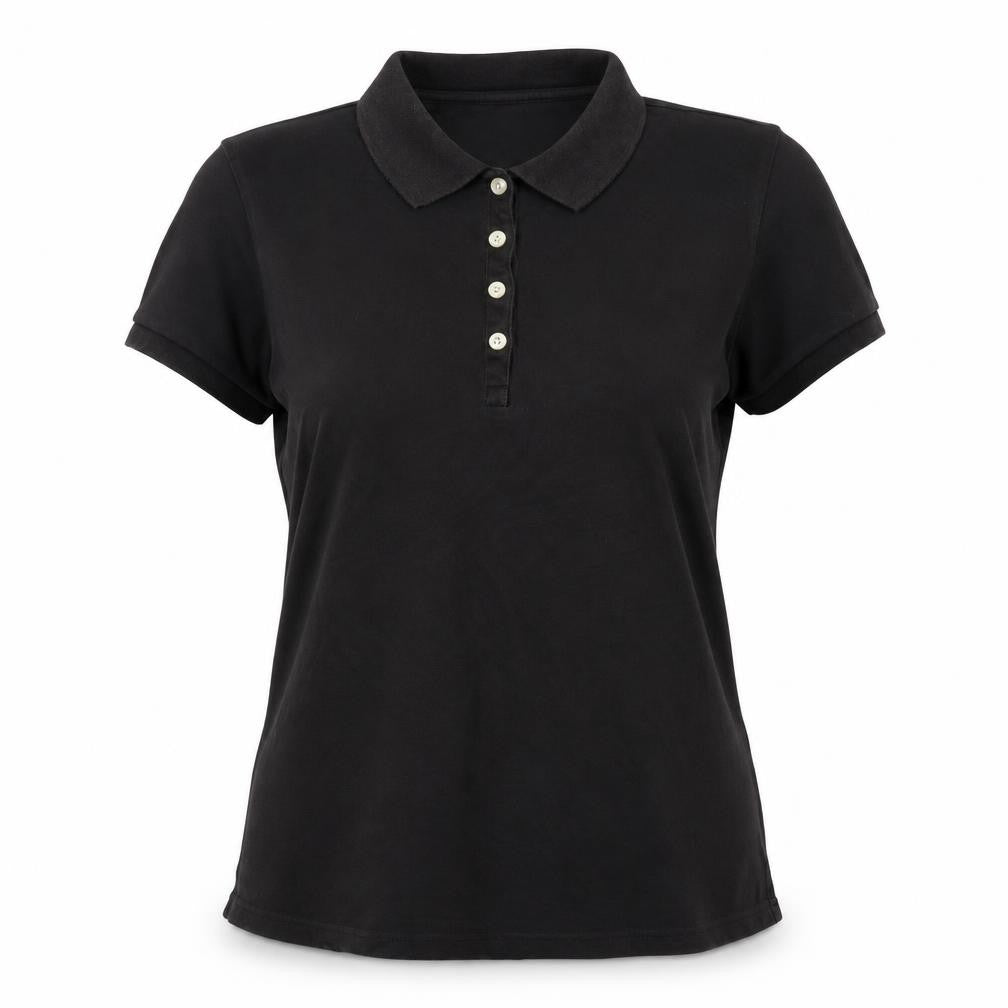 Gap Womens Black Cotton Basic Polo Size L Collared