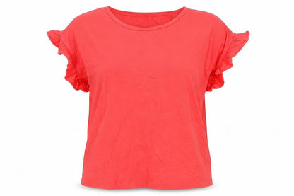 Zara Womens Red Cotton Basic T-Shirt Size M Round Neck