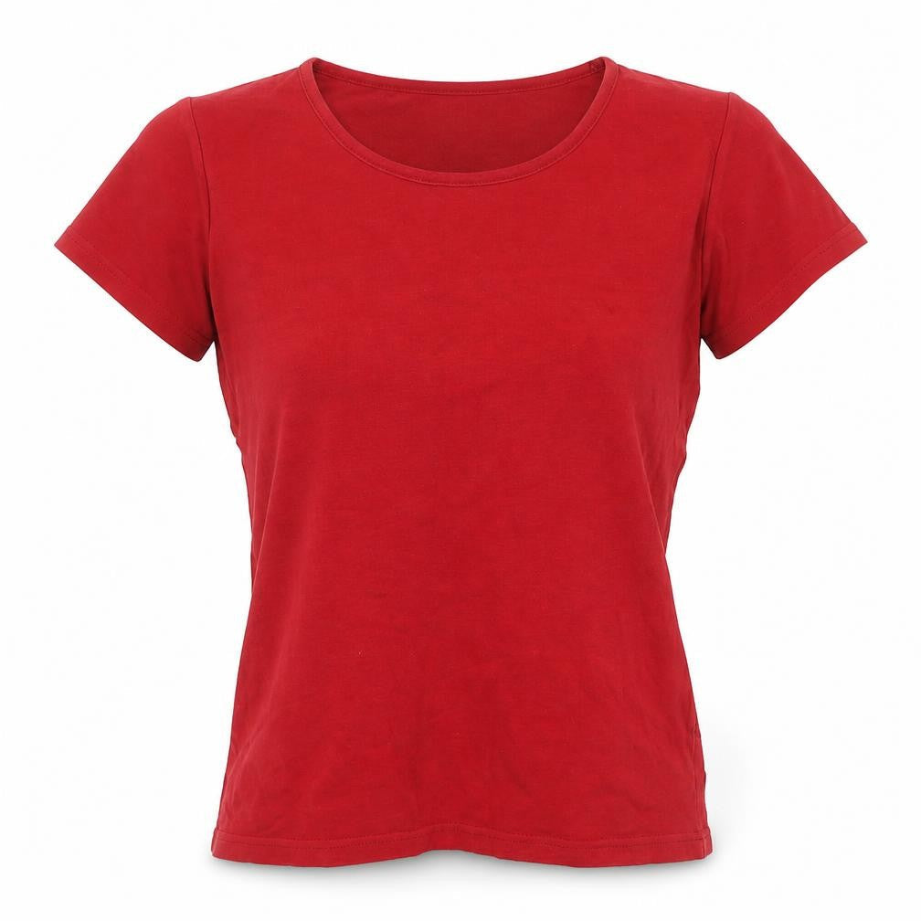 EWM Womens Red Cotton Basic T-Shirt Size 10 Round Neck - Size 10-12