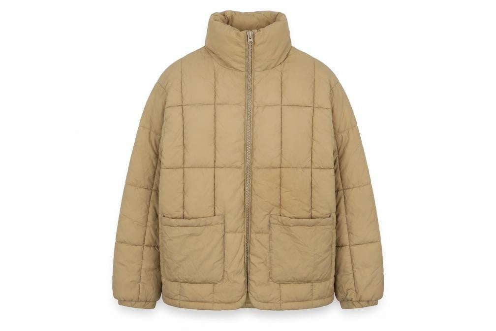 Topshop Womens Beige Quilted Jacket Size 6 Zip