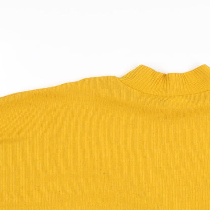 H&M Womens Yellow Polyester Basic T-Shirt Size XS Mock Neck