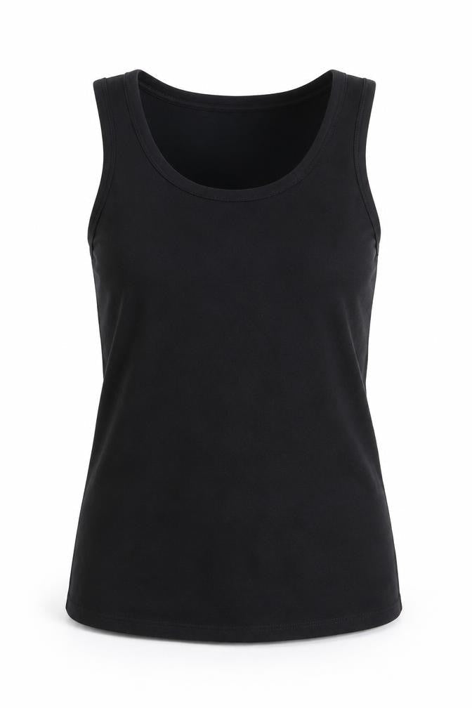 Jane and Bleeker Womens Black Cotton Basic Tank Size L Scoop Neck