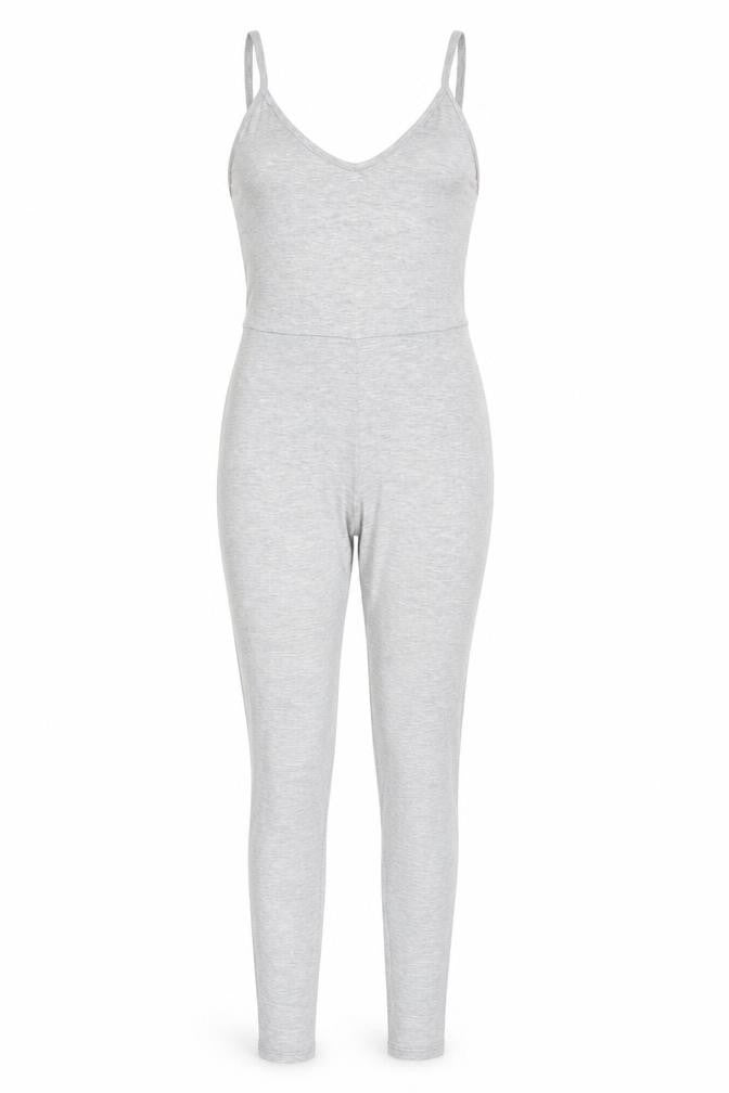 PRETTYLITTLETHING Womens Grey Polyester Catsuit One-Piece Size 8 L31 in Pullover