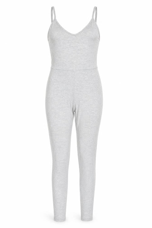 PRETTYLITTLETHING Womens Grey Polyester Catsuit One-Piece Size 8 L31 in Pullover