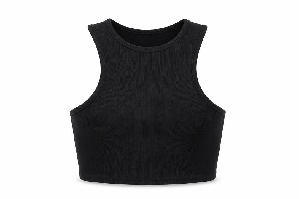 I SAW IT FIRST Womens Black Polyester Cropped Tank Size 8 Round Neck