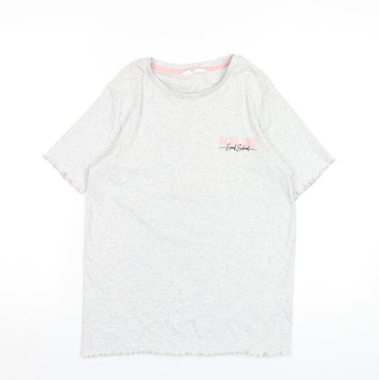 Marks and Spencer Womens Grey Cotton Basic T-Shirt Size 12 Round Neck