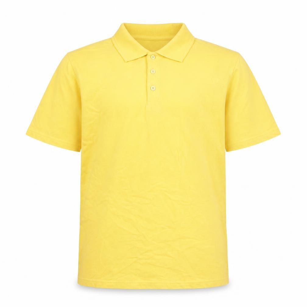 Marks & Spencer Boys Yellow Cotton Basic Polo Size 15-16 Years Collared Button