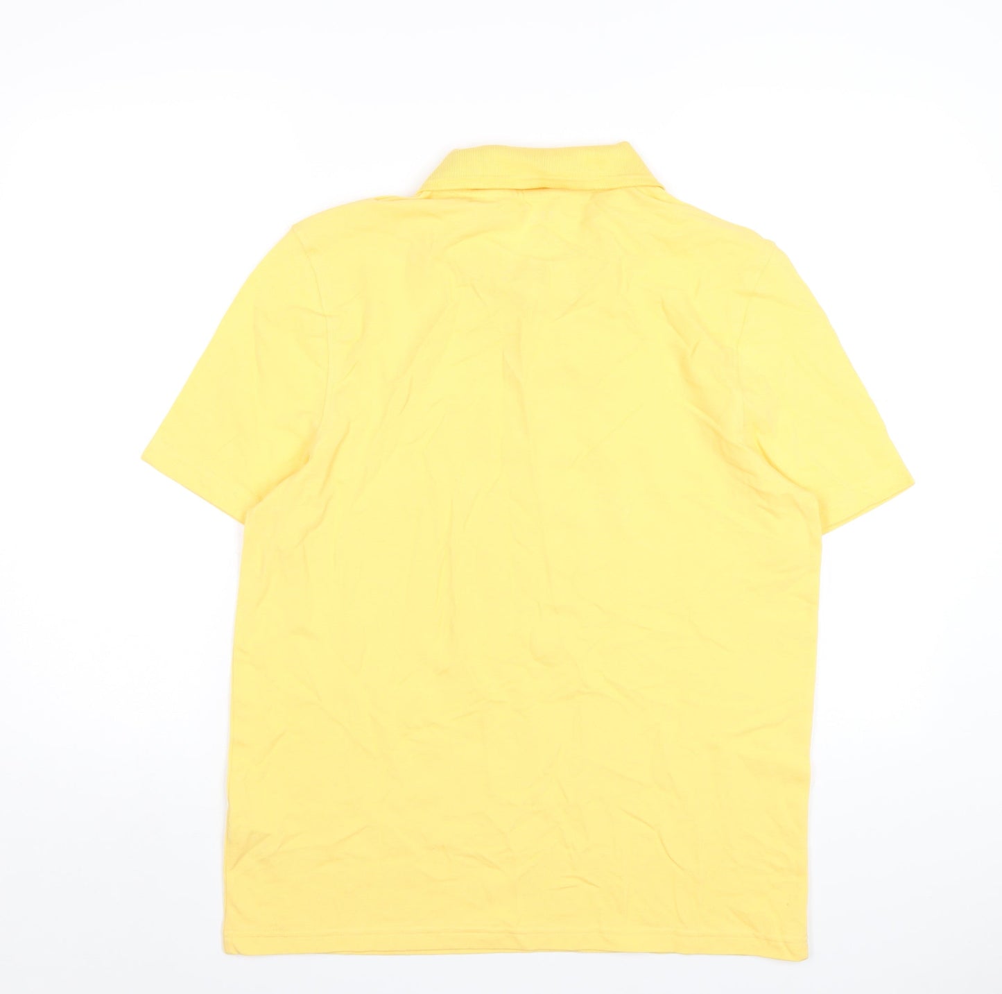 Marks and Spencer Boys Yellow Cotton Basic Polo Size 15-16 Years Collared Button