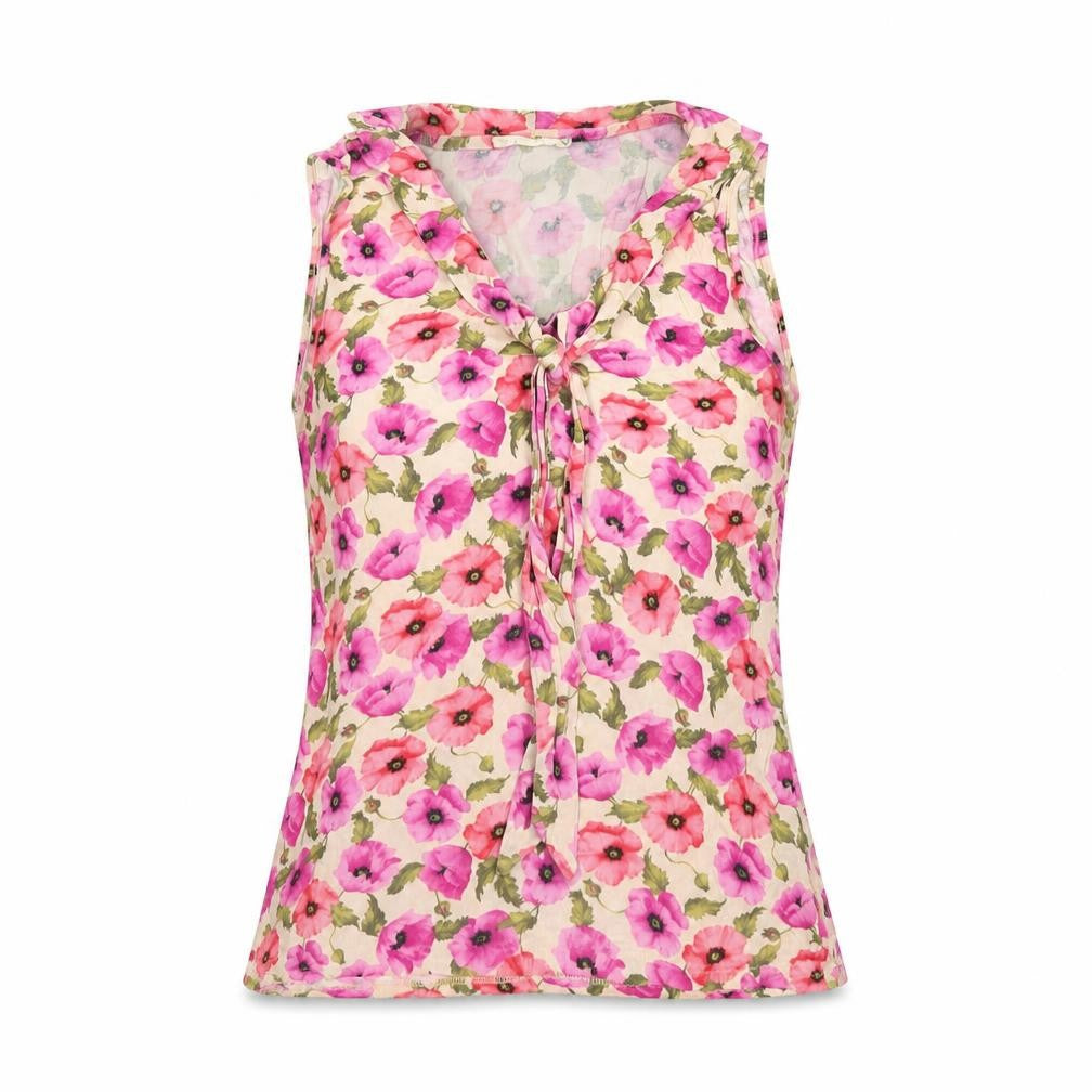 Lakeland Womens Multicoloured Floral Viscose Basic T-Shirt Size 14 V-Neck