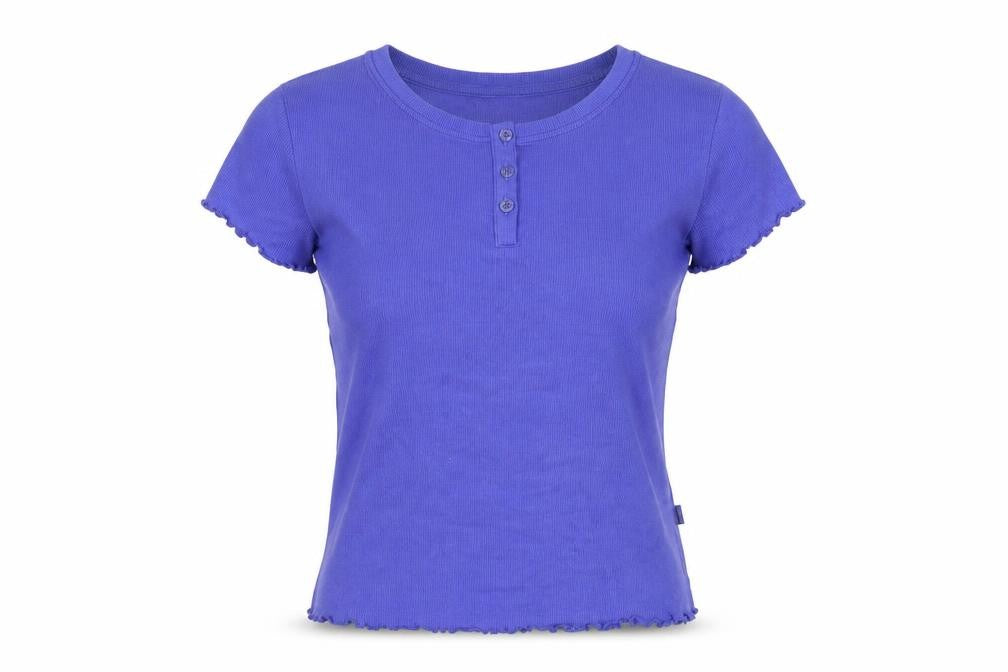 Marks & Spencer Womens Blue Cotton Basic T-Shirt Size S Round Neck