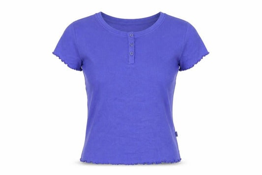 Marks and Spencer Womens Blue Cotton Basic T-Shirt Size S Round Neck