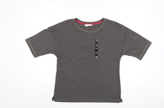 Marks and Spencer Womens Grey Solid Cotton Top Pyjama Top Size 8