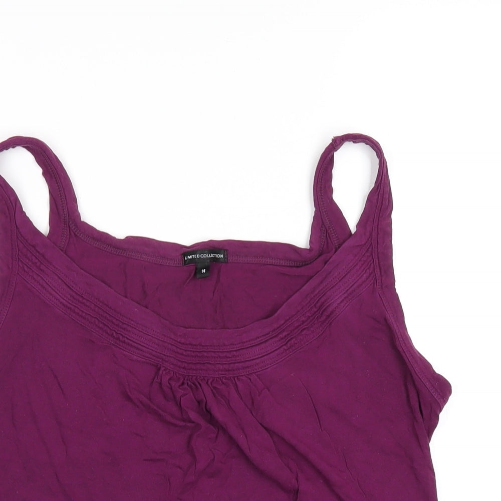 Marks and Spencer Womens Purple Viscose Camisole T-Shirt Size 14 Scoop Neck