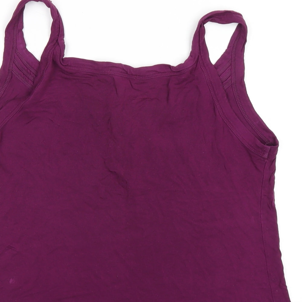 Marks and Spencer Womens Purple Viscose Camisole T-Shirt Size 14 Scoop Neck