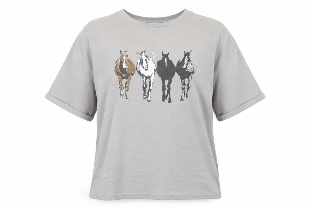 Alegra K Womens Grey Viscose Basic T-Shirt Size L Round Neck