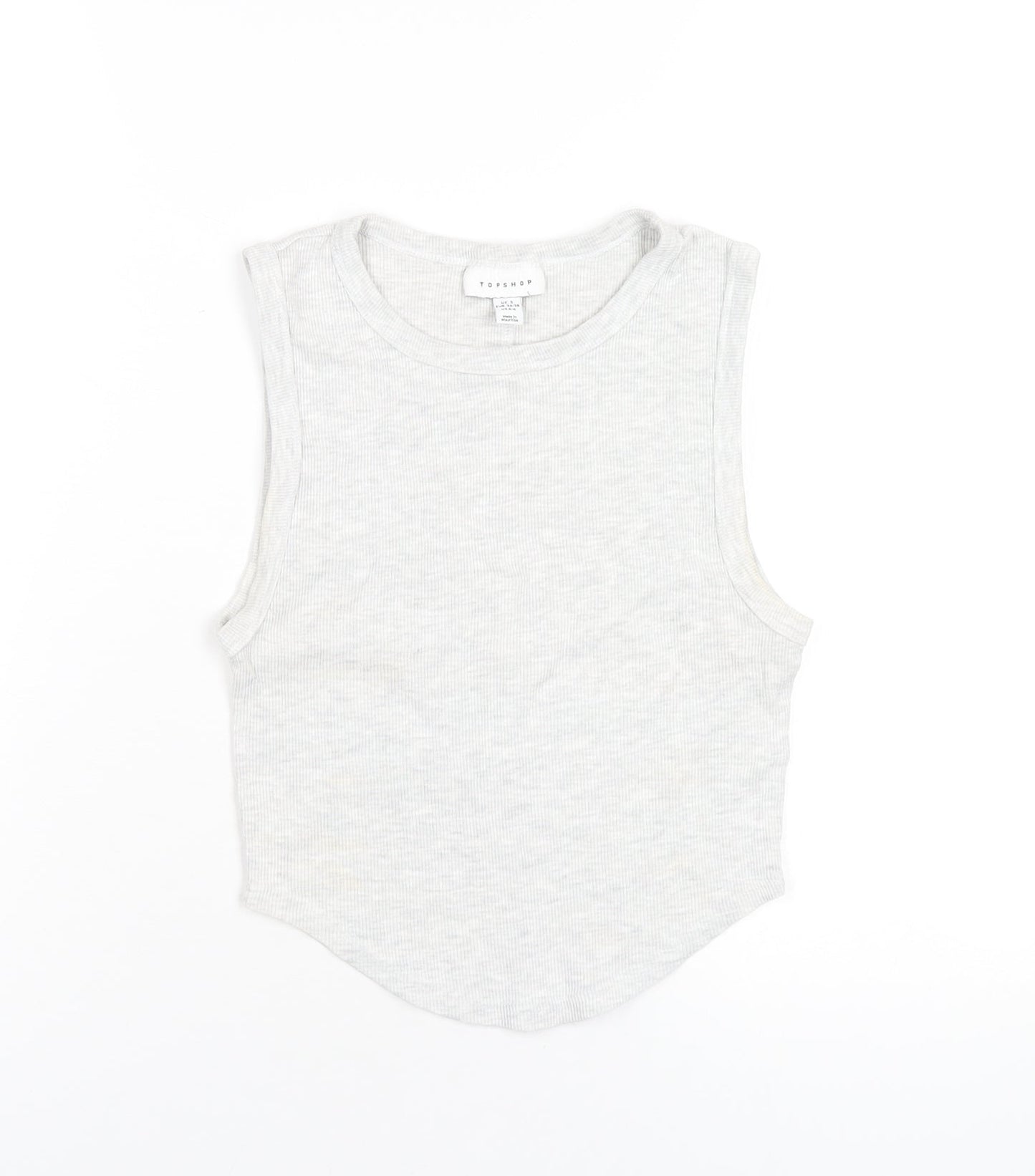 Topshop Womens Grey Cotton Basic Tank Size S Round Neck