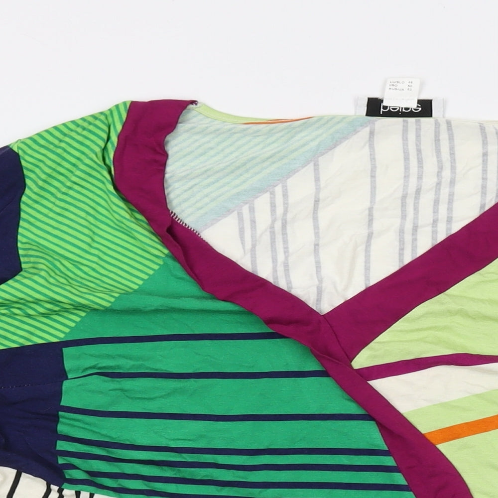 HEINE Womens Multicoloured Geometric Viscose Basic Blouse Size 18 V-Neck
