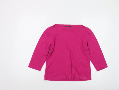 Additional front view of Mexx women’s pink cotton basic t-shirt, size S, square neck