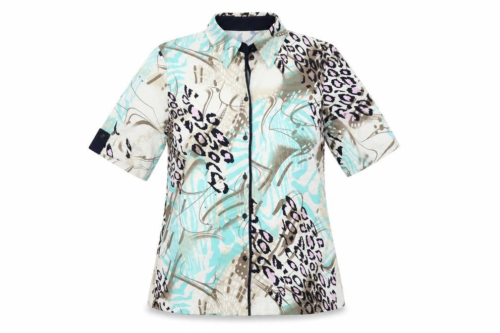 Sommermann Womens Multicoloured Geometric Viscose Basic Button-Up Size 14 Collared