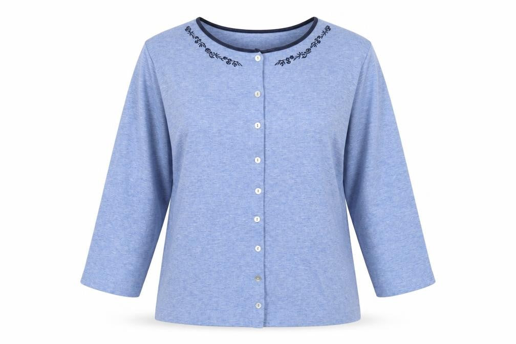 Carolyn Taylor Womens Blue Polyester Basic T-Shirt Size S Round Neck