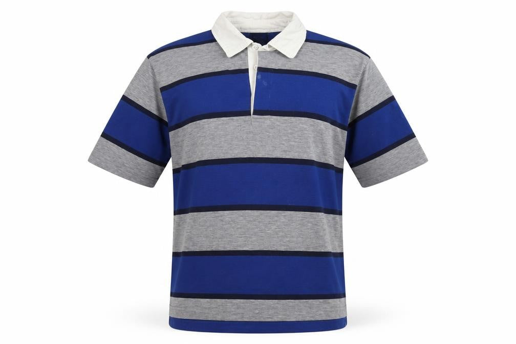 Now Mens Blue Striped Polyester Polo Size XL Collared Button